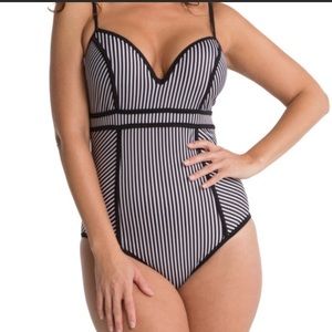 SPANX Striped Sweatheart Swimsuit